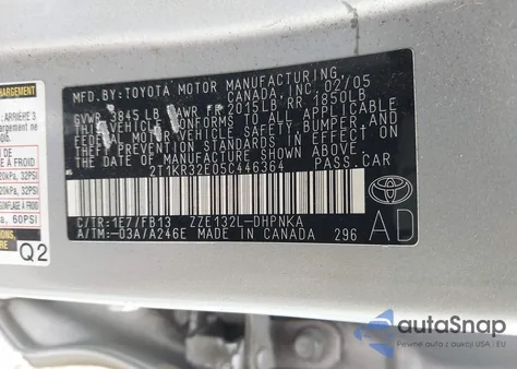 2005 Toyota Matrix Xr из США, поврежденный, VIN 2T1KR32E05C446364